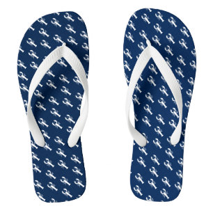 Kreeft marine blauw wit patroon teenslippers