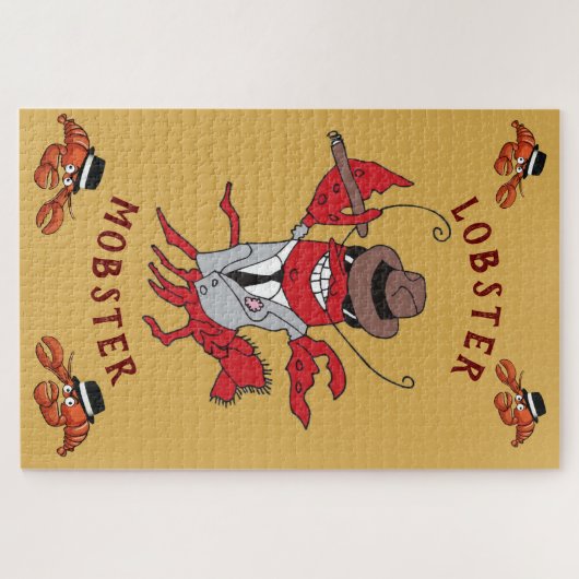 Kreeft Mobster 🦞 Funny Cartoon Gangster Legpuzzel (Horizontaal)
