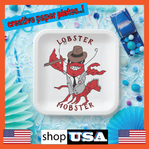 Kreeft Mobster 🦞 Funny Cartoon Gangster Papieren Bordje