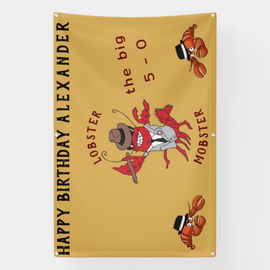 Kreeft Mobster 🦞 Funny Cartoon Gangster Spandoek (Verticaal)