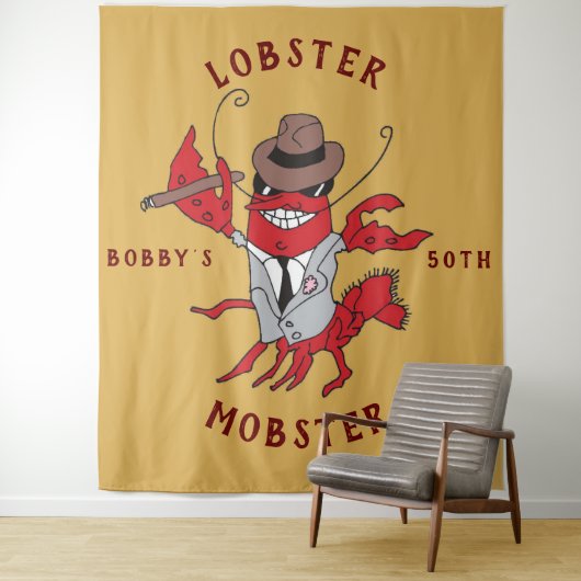 Kreeft Mobster 🦞 Funny Cartoon Gangster Wandkleed (In situ)