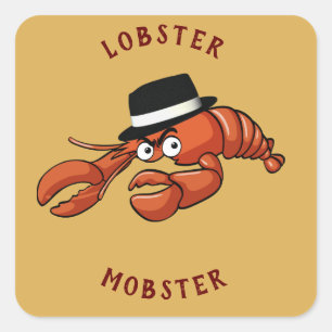 Kreeft Mobster 🦞 Schattigee Cartoon gangster met Vierkante Sticker
