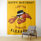 Kreeft Mobster 🦞 Schattigee Cartoon gangster met Wandkleed (In situ)