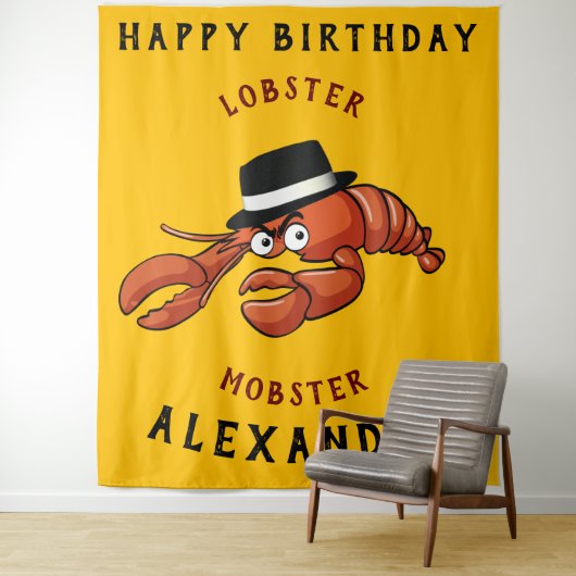 Kreeft Mobster 🦞 Schattigee Cartoon gangster met Wandkleed (In situ)