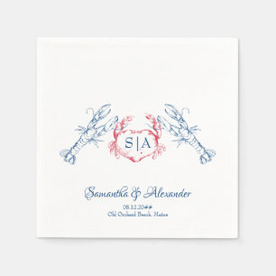 Kreeft Nautisch Monogram Script Marine Wedding Servet