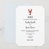 Kreeft nautische bruiloft monogram blauwe streep kaart (Voorkant / Achterkant)