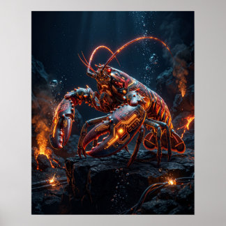 Kreeft Neon Trog Circuit Kunstprint Poster