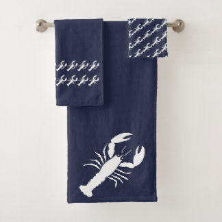Kreeft Ocean Blauw en wit Bad Handdoek