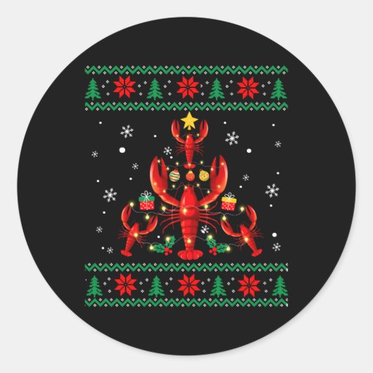 Kreeft Ornat Tree Ugly Ronde Sticker (Voorkant)