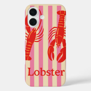Kreeft Pop Bold Schaaldieren op Suikerstrepen iPhone 16 Hoesje