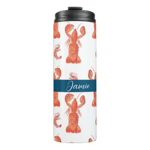 Kreeft Rivierkreeft Schaaldier Aquarel Monogram Thermosbeker