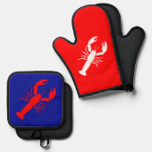 Kreeft Rood Wit & Blauw Juli 4th 4Deidre Ovenwant & Pannenlap Set (Voorkant / Achterkant)