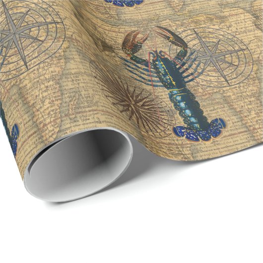 Kreeft Schelpdieren Zeevruchten Maine Classic Ocea Cadeaupapier (Rol Hoek)