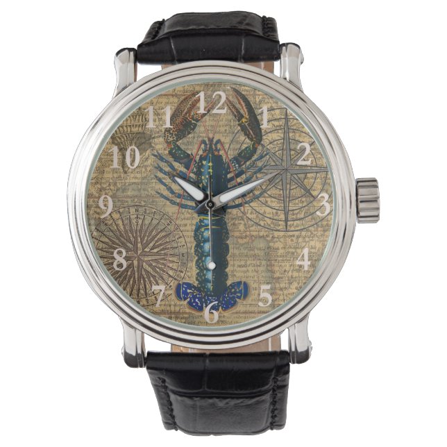 Kreeft Schelpdieren Zeevruchten Maine Classic Ocea Horloge (Voorkant)