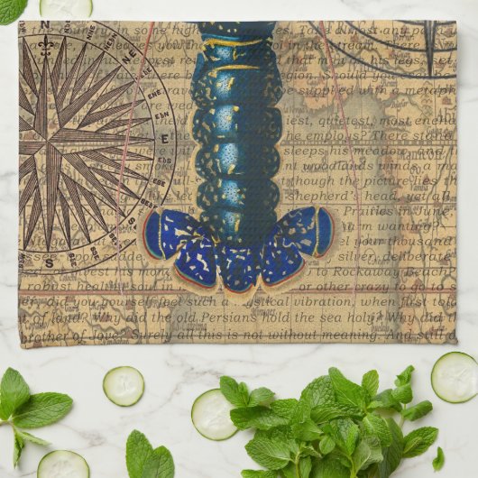 Kreeft Schelpdieren Zeevruchten Maine Classic Ocea Theedoek (Gevouwen)