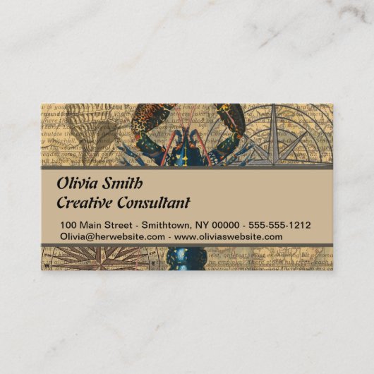 Kreeft Schelpdieren Zeevruchten Maine Classic Ocea Visitekaartje (Voorkant)