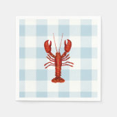 Kreeft schilderij Nautisch Blauw Gingham Kust Servet (Voorkant)