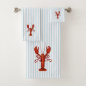 Kreeft schilderij nautisch blauw streep kust bad handdoek (Insitu)