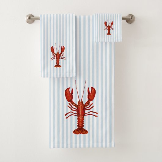 Kreeft schilderij nautisch blauw streep kust bad handdoek (Insitu)