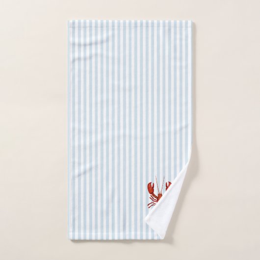 Kreeft schilderij nautisch blauw streep kust bad handdoek (Handdoek)