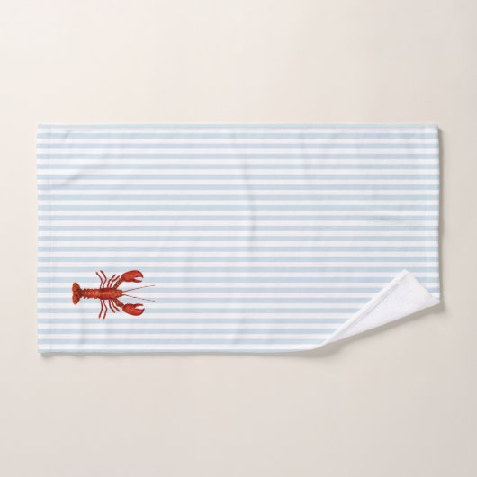 Kreeft schilderij nautisch blauw streep kust bad handdoek (Handdoek)