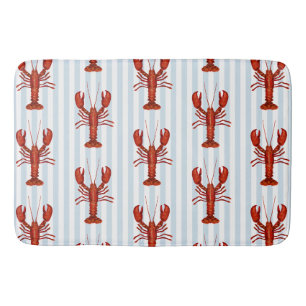Kreeft schilderij nautisch blauw streep kust badmat