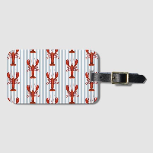 Kreeft schilderij nautisch blauw streep kust bagagelabel (Voorkant (horizontaal))