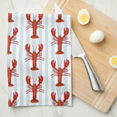 Kreeft schilderij nautisch blauw streep kust theedoek (Quarter Fold)