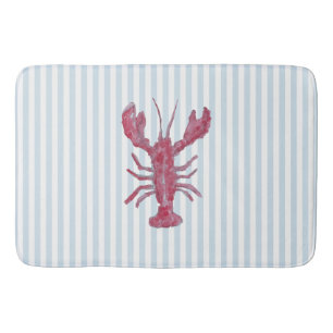 Kreeft Schilderij Nautisch Blauwe Streep Kust Badmat
