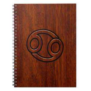 Kreeft Sterrenbeeld Symbool op Mahonie Stijl Decor Notitieboek