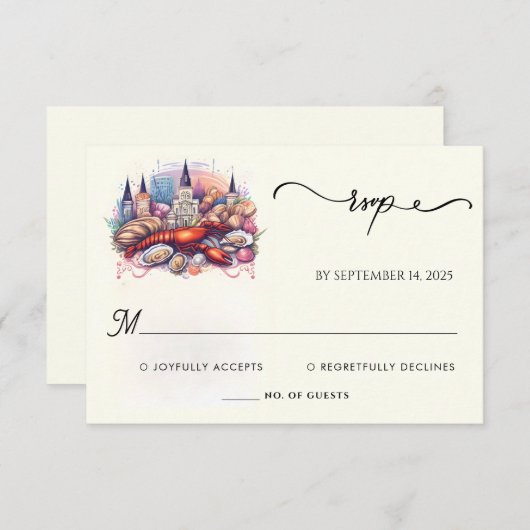 kreeft strand oceaan zomer new orleans bruiloft RSVP kaartje (Voorkant / Achterkant)