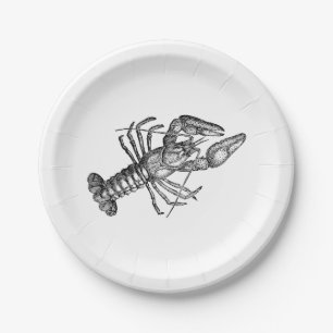 Kreeft uit de vintage collectie #1 tekening papieren bordje