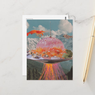 Kreeft Vis Surrealistische Kwallen Collage Briefkaart