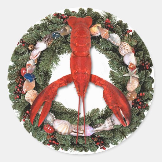 Kreeft Vrede Kerstmis Krans Sticker (Voorkant)
