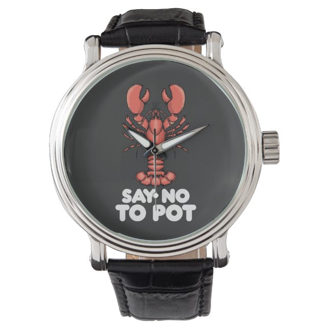 Kreeft zegt nee tegen pot horloge (Voorkant)