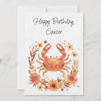 Kreeft Zodiac Boho Bloemen Verjaardag Flat Kaart