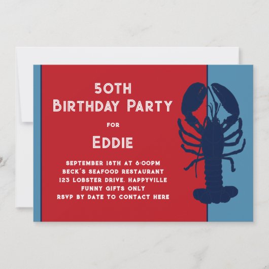 Kreeft Zomer Verjaardagsfeest Uitnodiging (Voorkant)