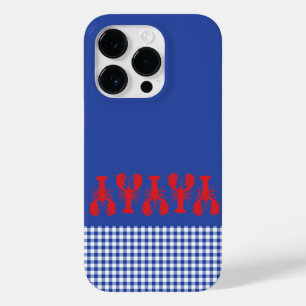 Kreeften Gingham Coastal Rood Wit Blauw Tech Case-Mate iPhone 14 Pro Hoesje