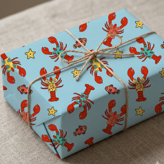 Kreeften in Hawaiaanse Hemden Zomer Zeester Strand Cadeaupapier
