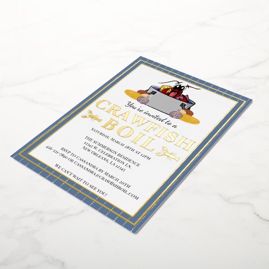 Kreeften Koken Zomer Zeevruchten Barbecue Feest Folie Uitnodiging (Gedraaid)