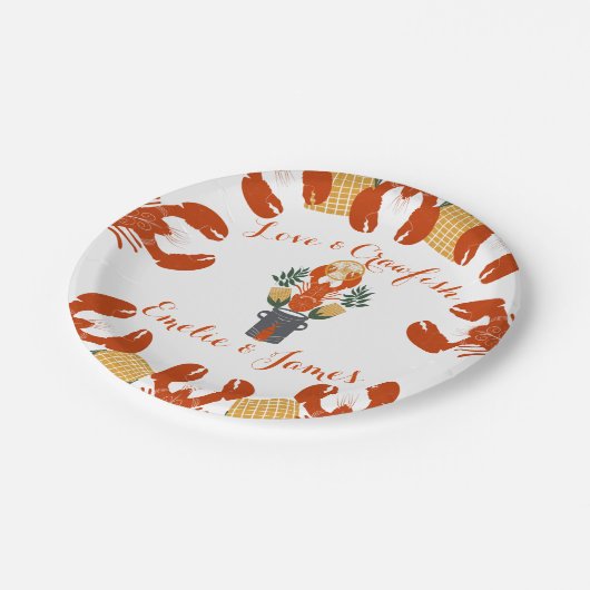 Kreeften Kook Verlovingsfeest-Liefde & Kreeft Papieren Bordje (Gekanteld)