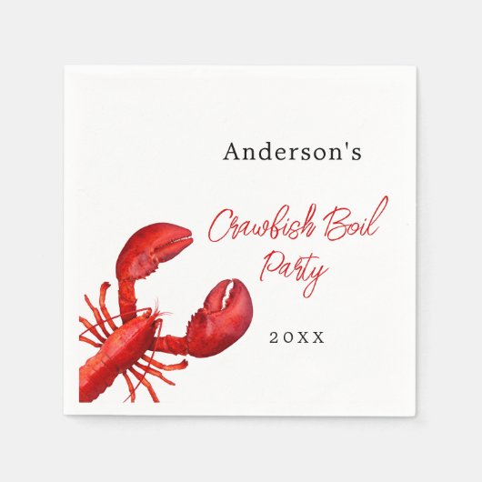 Kreeften langoesten kookfeest rood wit servet (Voorkant)