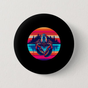 Kreeften vissen Zonsondergang Retro stijl Vintage Ronde Button 5,7 Cm