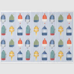 Kreeftenboeien op blauw gestreept decoupage papier