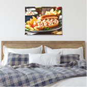 Kreeftenbroodje en aardappelchips canvas afdruk (Insitu (Slaapkamer))