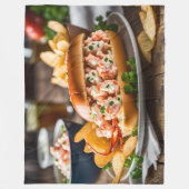 Kreeftenbroodje en aardappelchips fleece deken (Voorkant)