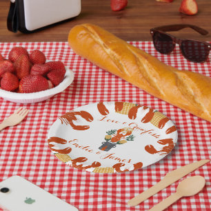 Kreeftenkokkel Verlovingsfeest-Liefde & Kreeft Papieren Bordje
