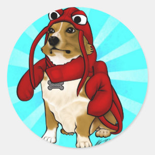 kreefthond ronde sticker