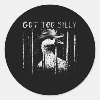 Kreeg Te Grappige Gans Meme Grappige Cowboy Gans Ronde Sticker
