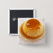 Kreemkaramelachtige pudding met karamel vierkante button 5,1 cm (Voorkant /achterkant)